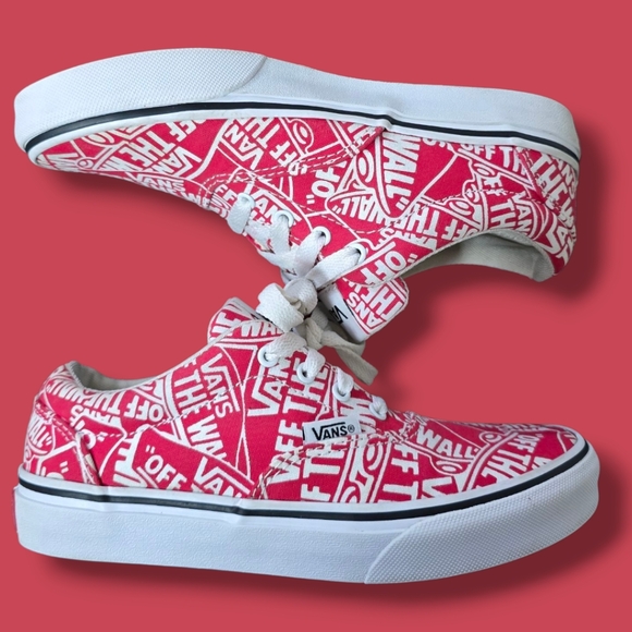 Vans | All Over Logo laced cotton canvas casual skate sneakers \ youth \ unisex - Picture 1 of 14